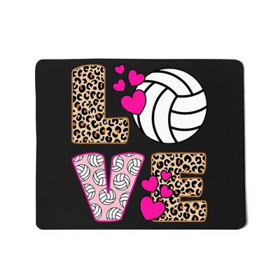 Cute Love Volleyball Leopard Print Women Ladies Volleyball Mousepad