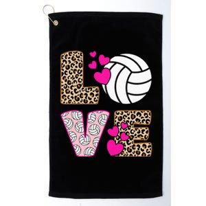 Cute Love Volleyball Leopard Print Women Ladies Volleyball Platinum Collection Golf Towel