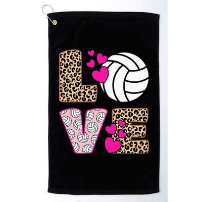 Cute Love Volleyball Leopard Print Women Ladies Volleyball Platinum Collection Golf Towel