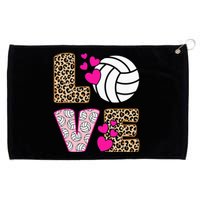 Cute Love Volleyball Leopard Print Women Ladies Volleyball Grommeted Golf Towel