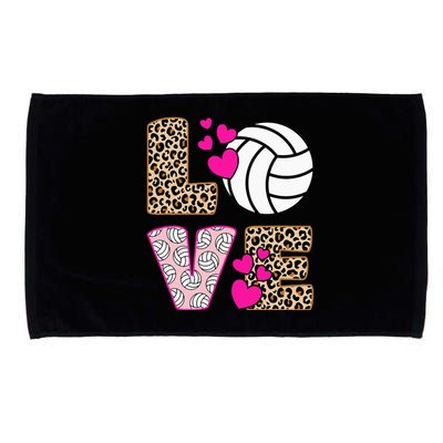 Cute Love Volleyball Leopard Print Women Ladies Volleyball Microfiber Hand Towel