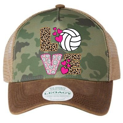 Cute Love Volleyball Leopard Print Ladies Volleyball Legacy Tie Dye Trucker Hat