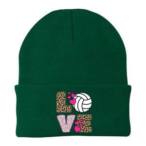 Cute Love Volleyball Leopard Print Ladies Volleyball Knit Cap Winter Beanie