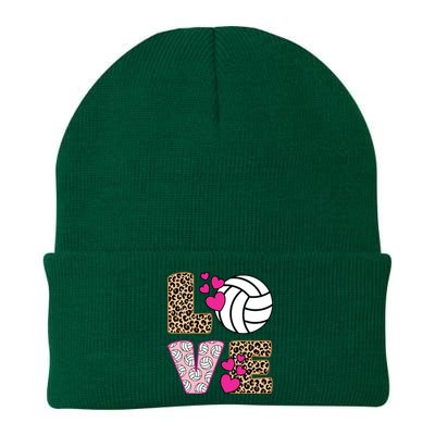 Cute Love Volleyball Leopard Print Ladies Volleyball Knit Cap Winter Beanie