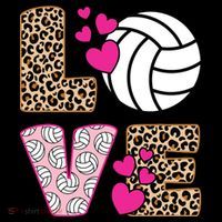 Cute Love Volleyball Leopard Print Ladies Volleyball Tall T-Shirt