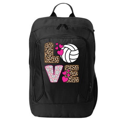 Cute Love Volleyball Leopard Print Ladies Volleyball City Backpack