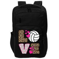 Cute Love Volleyball Leopard Print Ladies Volleyball Impact Tech Backpack