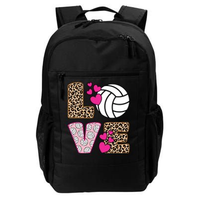 Cute Love Volleyball Leopard Print Ladies Volleyball Daily Commute Backpack