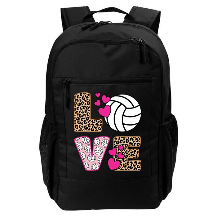 Cute Love Volleyball Leopard Print Ladies Volleyball Daily Commute Backpack