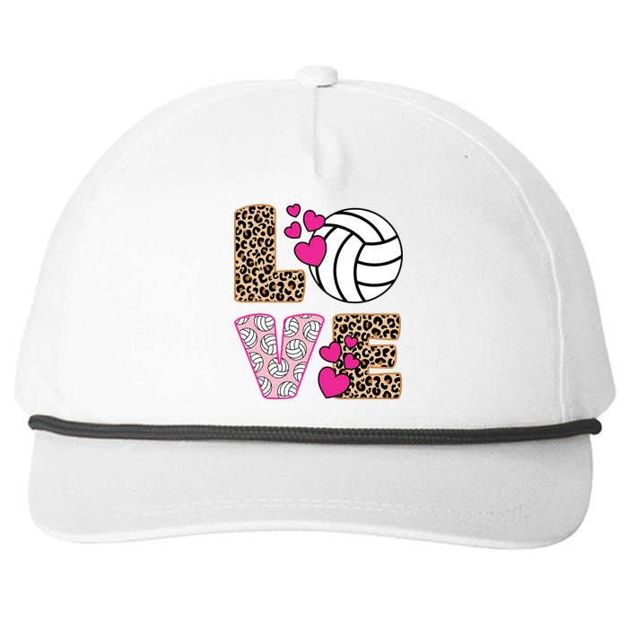 Cute Love Volleyball Leopard Print Ladies Volleyball Snapback Five-Panel Rope Hat