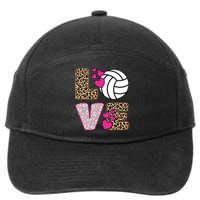 Cute Love Volleyball Leopard Print Ladies Volleyball 7-Panel Snapback Hat