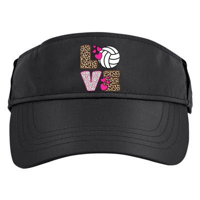 Cute Love Volleyball Leopard Print Ladies Volleyball Adult Drive Performance Visor