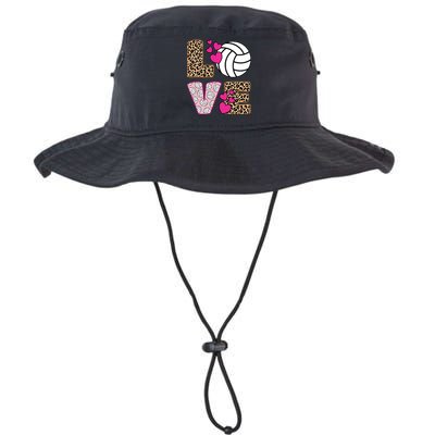 Cute Love Volleyball Leopard Print Ladies Volleyball Legacy Cool Fit Booney Bucket Hat