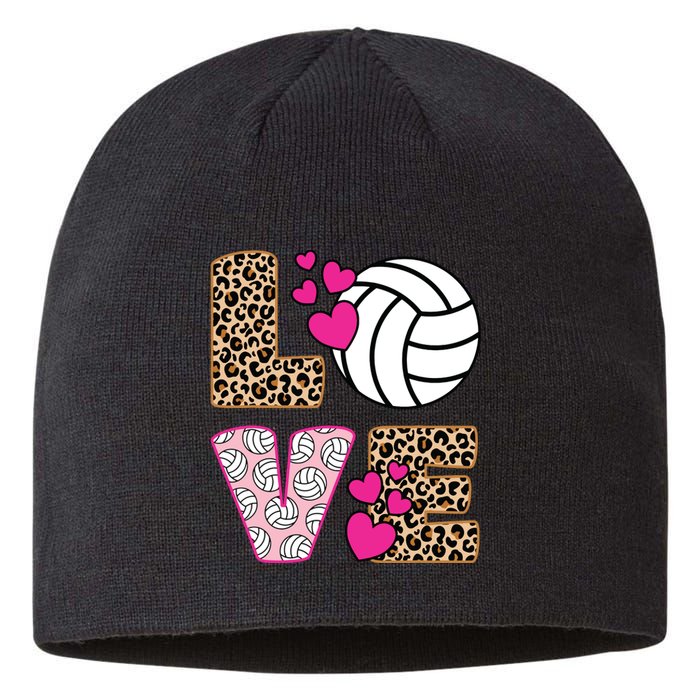 Cute Love Volleyball Leopard Print Ladies Volleyball Sustainable Beanie