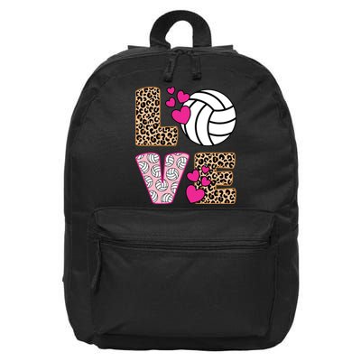 Cute Love Volleyball Leopard Print Ladies Volleyball 16 in Basic Backpack