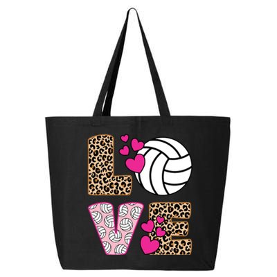 Cute Love Volleyball Leopard Print Ladies Volleyball 25L Jumbo Tote