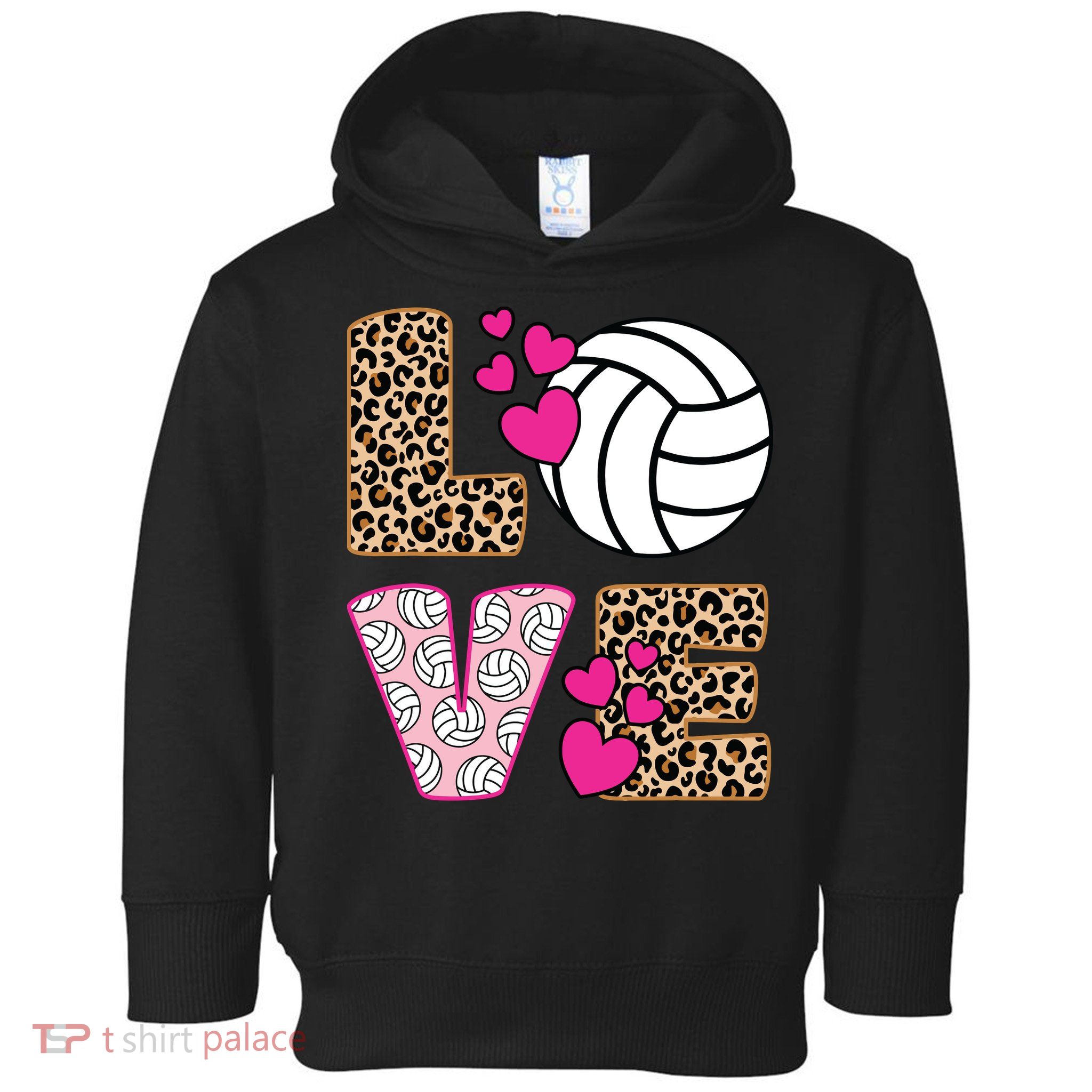 Cute Love Volleyball Leopard Print Ladies Volleyball Toddler Hoodie