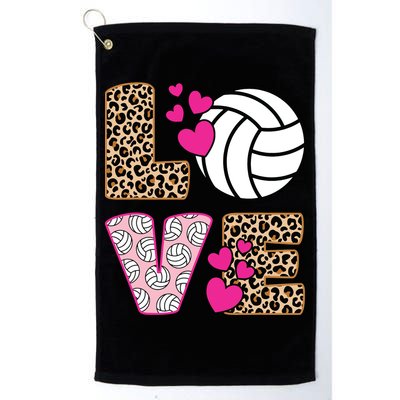 Cute Love Volleyball Leopard Print Ladies Volleyball Golf Towel