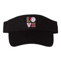 Cute Love Volleyball Leopard Print Ladies Volleyball Valucap Bio-Washed Visor