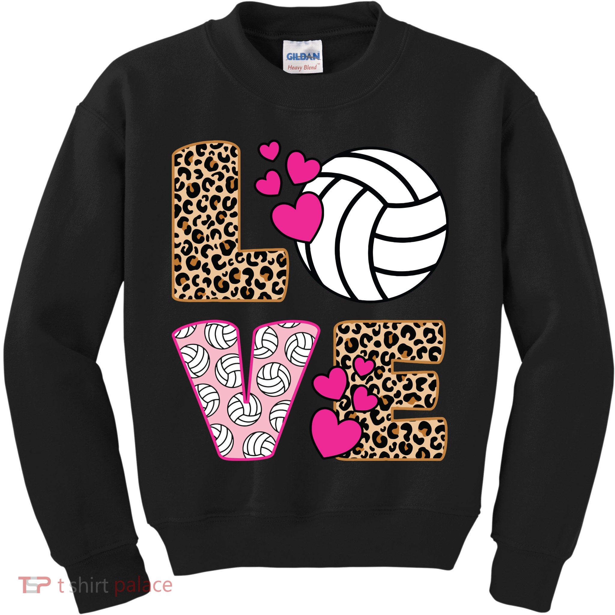 Cute Love Volleyball Leopard Print Ladies Volleyball Kids Sweatshirt