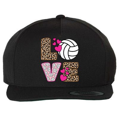 Cute Love Volleyball Leopard Print Ladies Volleyball Wool Snapback Cap