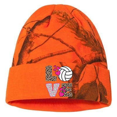 Cute Love Volleyball Leopard Print Ladies Volleyball Kati Licensed 12" Camo Beanie