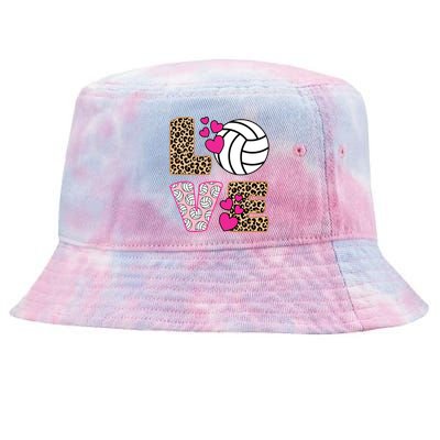 Cute Love Volleyball Leopard Print Ladies Volleyball Tie-Dyed Bucket Hat