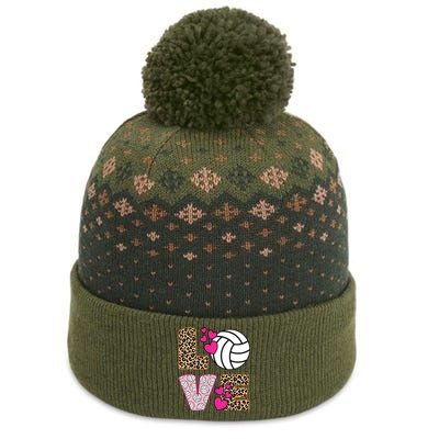 Cute Love Volleyball Leopard Print Ladies Volleyball The Baniff Cuffed Pom Beanie