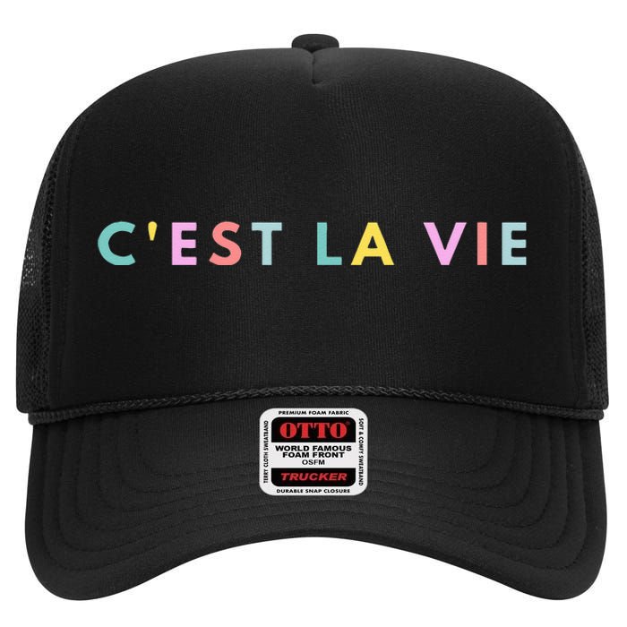 Cest La Vie Rainbow High Crown Mesh Back Trucker Hat