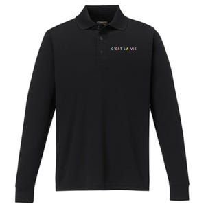 Cest La Vie Rainbow Performance Long Sleeve Polo