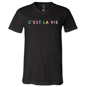 Cest La Vie Rainbow V-Neck T-Shirt