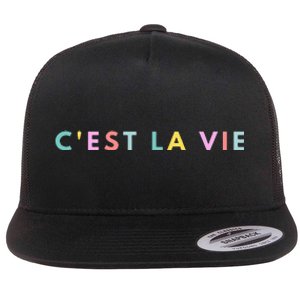 Cest La Vie Rainbow Flat Bill Trucker Hat