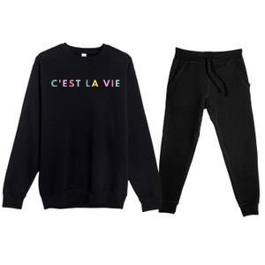 Cest La Vie Rainbow Premium Crewneck Sweatsuit Set