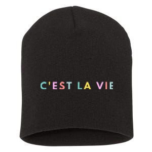 Cest La Vie Rainbow Short Acrylic Beanie