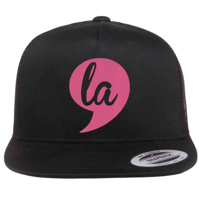 Comma La Voting For Kamala Funny Sayings Flat Bill Trucker Hat
