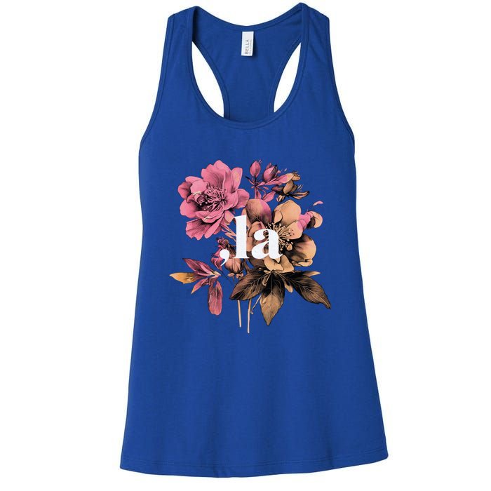 Comma La Vintage Floral Feminine Flowers Comma La Meaningful Gift Women's Racerback Tank