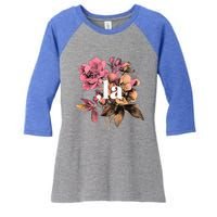 Comma La Vintage Floral Feminine Flowers Comma La Meaningful Gift Women's Tri-Blend 3/4-Sleeve Raglan Shirt