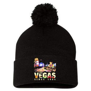 Colorful Las Vegas Nevada Las Vegas Since 1905 Trip Travel Pom Pom 12in Knit Beanie