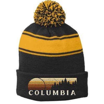 Columbia La Vintage Evergreen Sunset Eighties Stripe Pom Pom Beanie