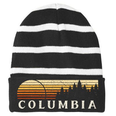 Columbia La Vintage Evergreen Sunset Eighties Striped Beanie with Solid Band