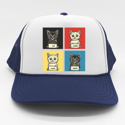 Cat Ladies Vote Fun Election Theme Cute Kittens Trucker Hat