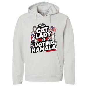 Cat Lady Voting For Kamala Harris 2024 1st Female President Performance Fleece Hoodie