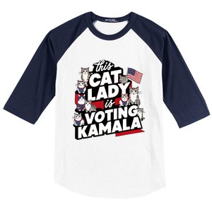 Cat Lady Voting For Kamala Harris 2024 1st Female President Baseball Sleeve Shirt