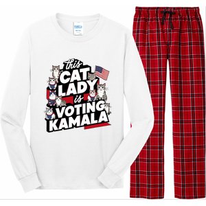 Cat Lady Voting For Kamala Harris 2024 1st Female President Long Sleeve Pajama Set