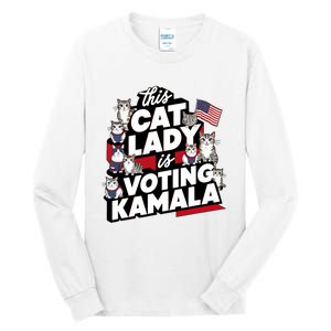 Cat Lady Voting For Kamala Harris 2024 1st Female President Tall Long Sleeve T-Shirt