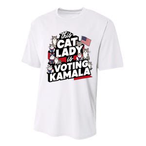 Cat Lady Voting For Kamala Harris 2024 1st Female President Performance Sprint T-Shirt