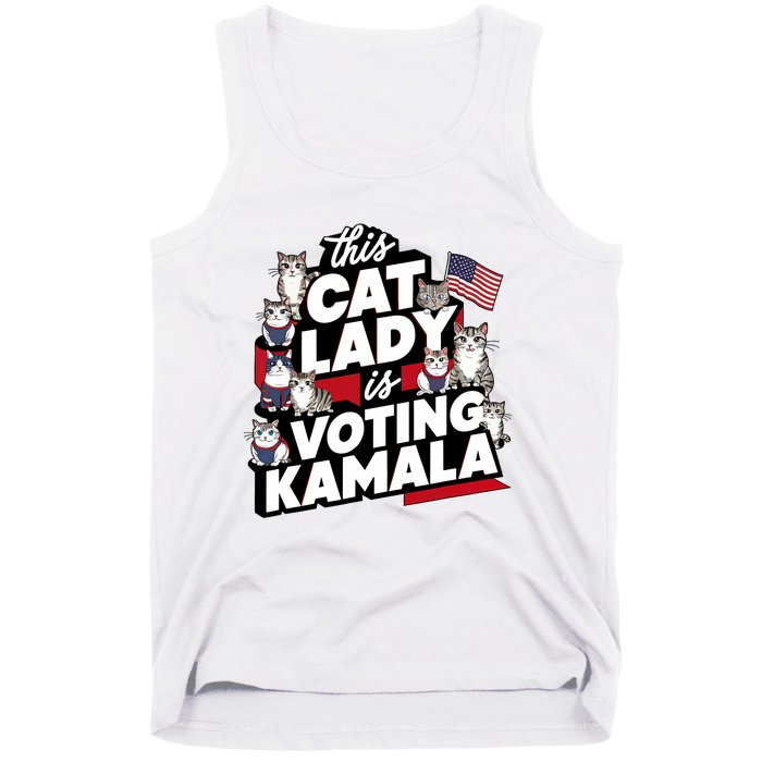 Cat Lady Voting For Kamala Harris 2024 1st Female President Tank Top