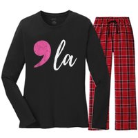 Comma +  La Vote Kamala Harris For President 2024 Election Women's Long Sleeve Flannel Pajama Set 