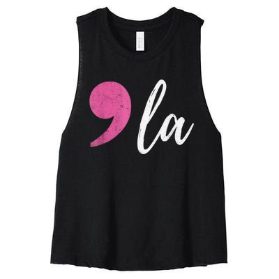 Comma +  La Vote Kamala Harris For President 2024 Election Women's Racerback Cropped Tank