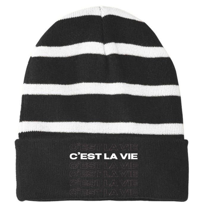 CEst La Vie French For ThatS Life Paris Striped Beanie with Solid Band